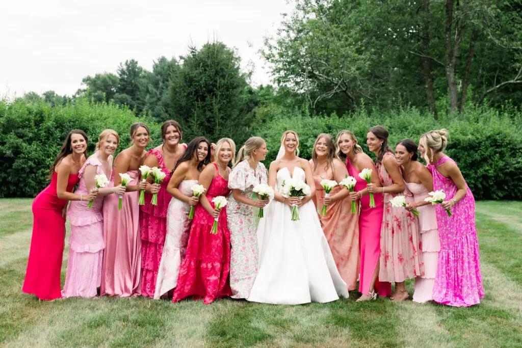 Mix and Match Bridesmaid Dresses by SJ Del Priore Photography Mix and Match Pink Bridesmaids Dresses
