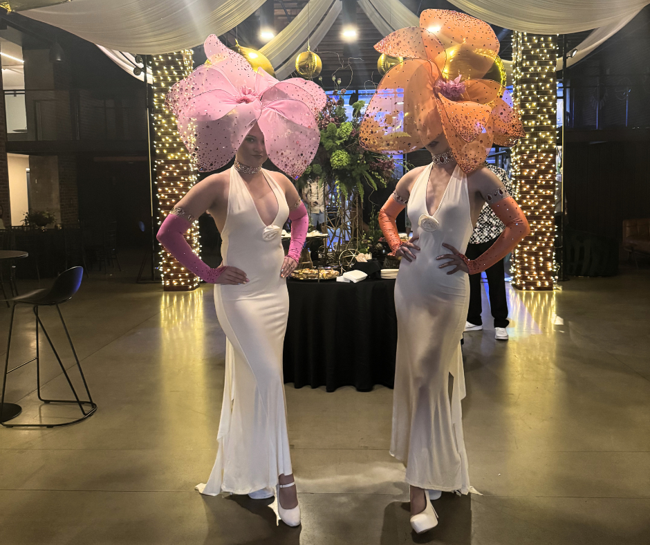Flower head performers in white