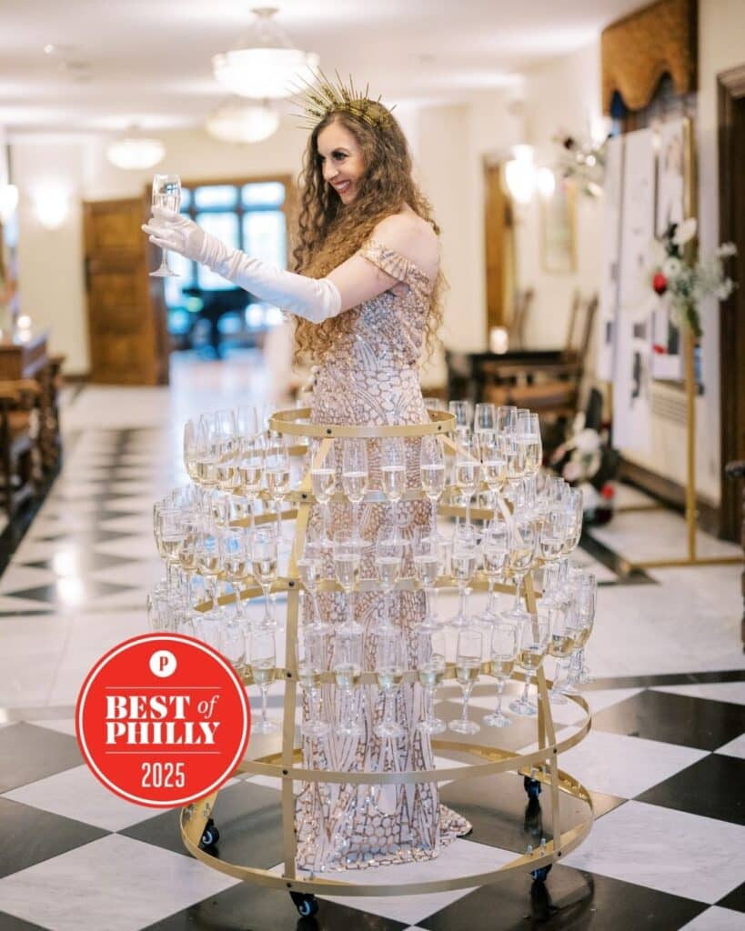 Champagne Skirt Greeter best of Philly 2025 On It Productions