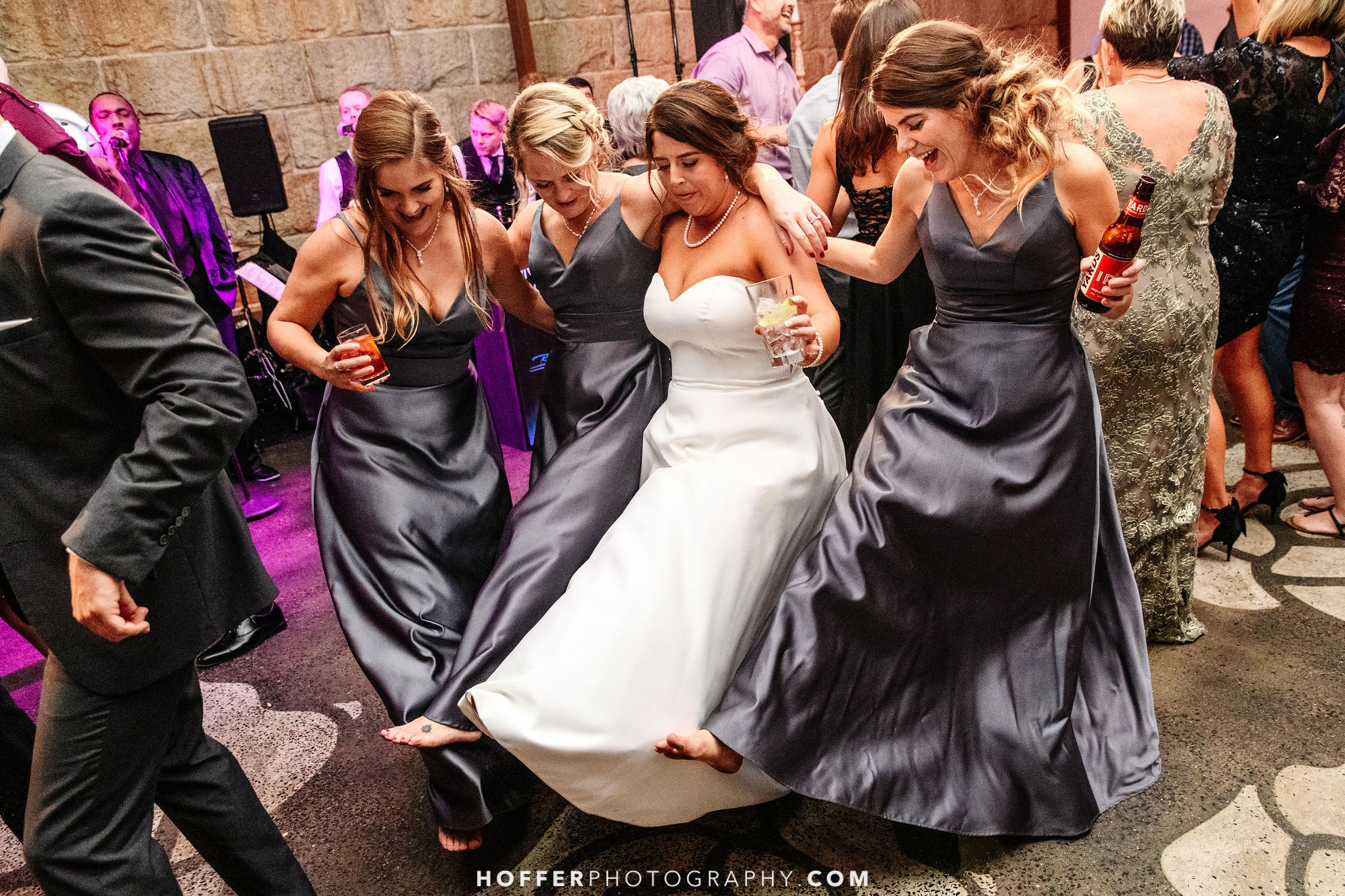 Bride and Bridesmaids Dancing