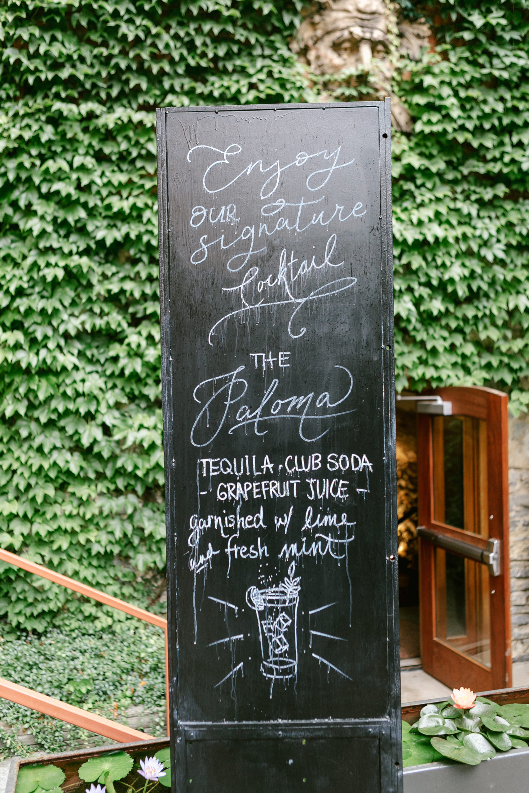 tequila and grapefruit drink sign