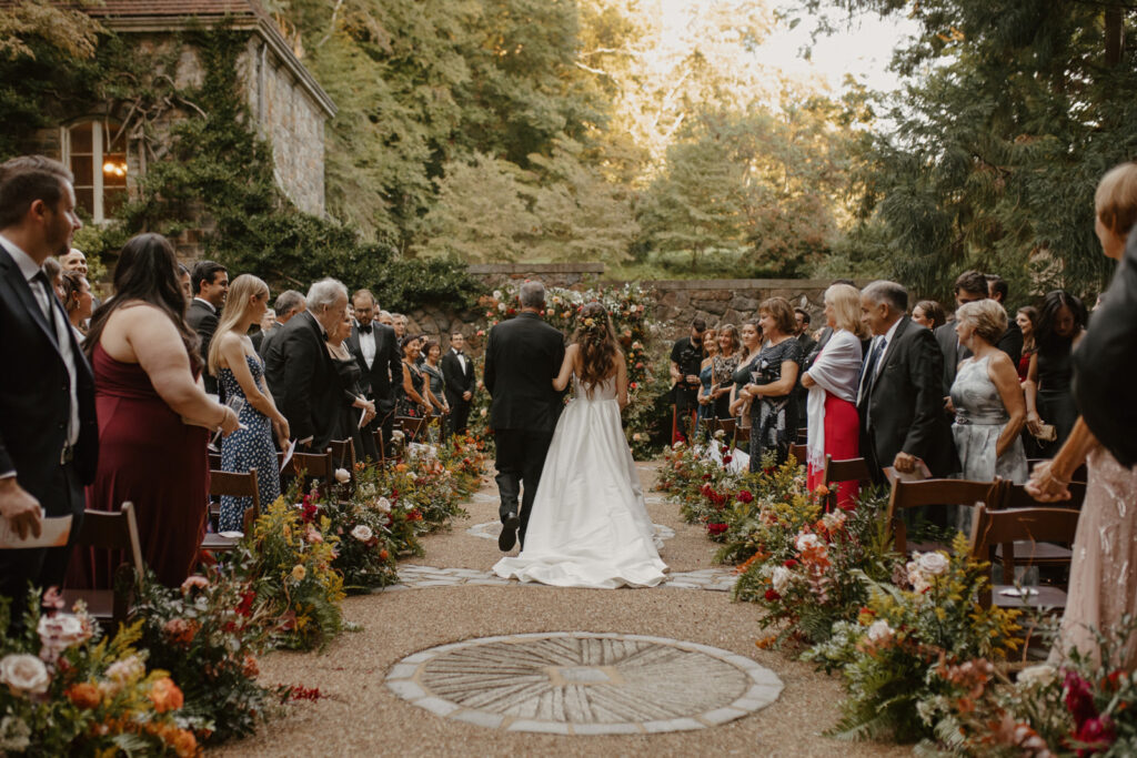 Bride walking down the aisle