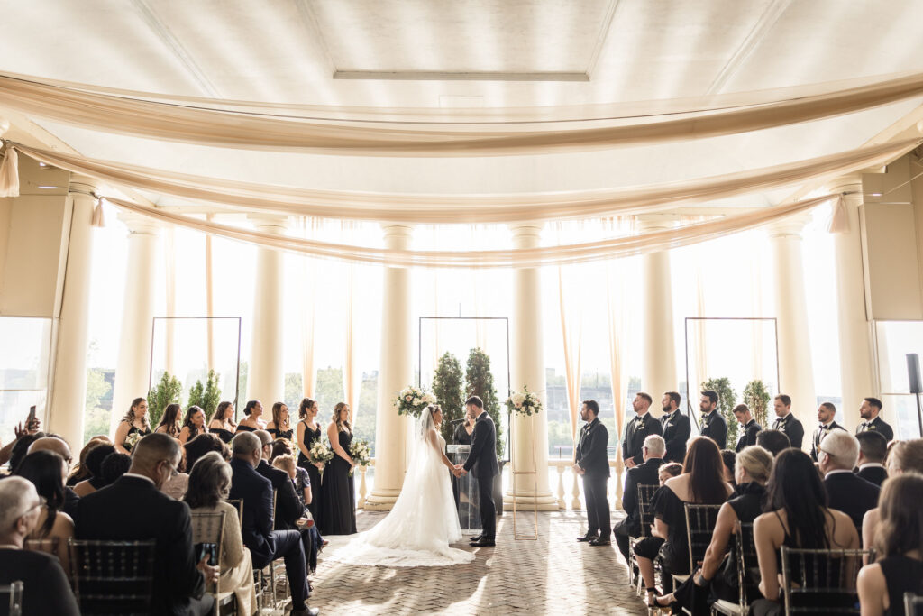 Bride and groom ceremony at the Water Works outdoor ceremony site