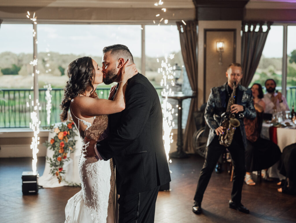 Bride and groom at their wedding reception Photo by Felsberg Photography