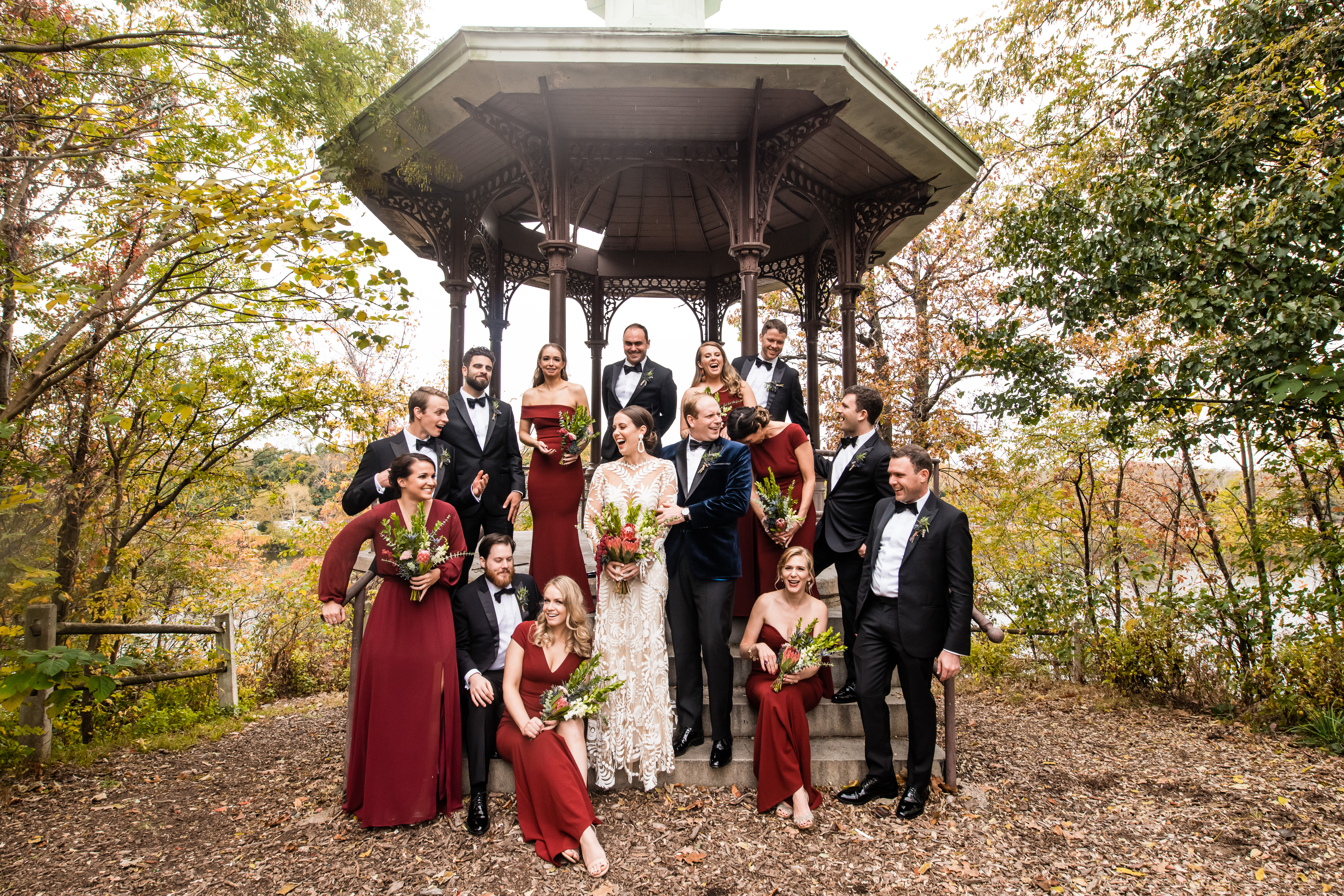 Wedding portraits with autumn scenery