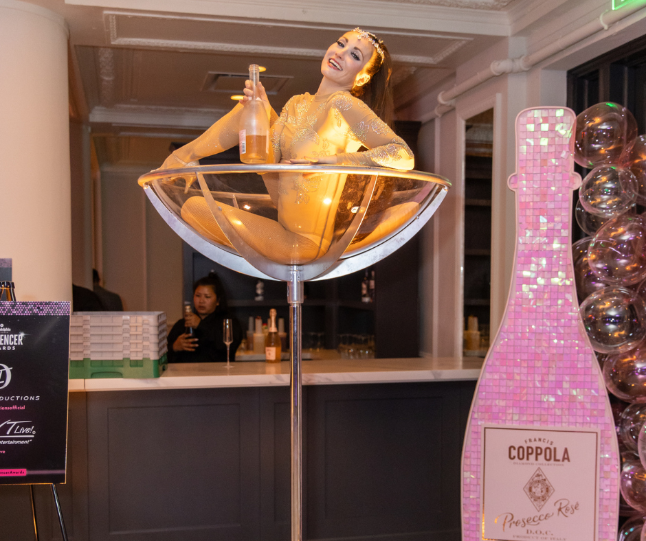 Giant Martini Champagne Pourer Performer by On It Productions photo by Theresa Reagan