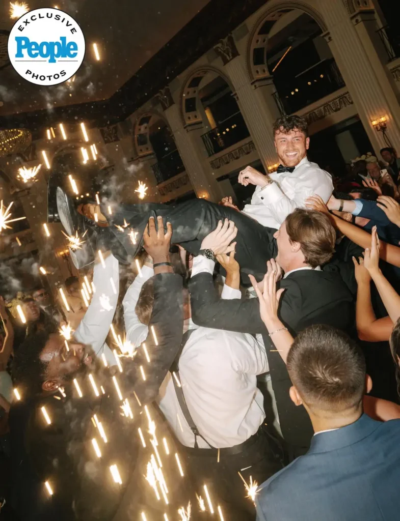 Sean Clifford on the dance floor with NFL players and friends