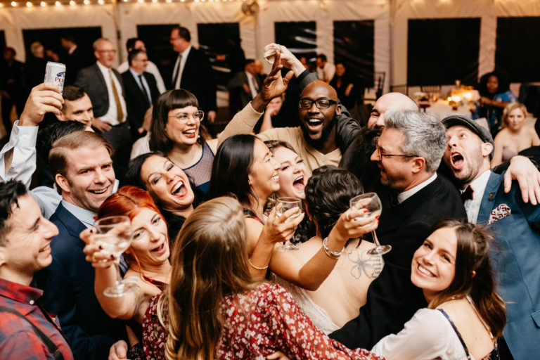 Unique party atmosphere at wedding reception 